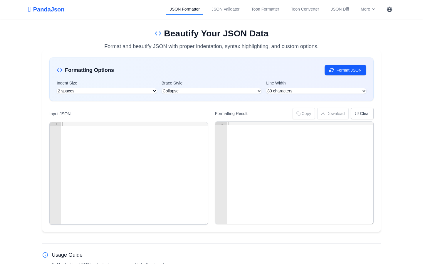 JSON Panda homepage